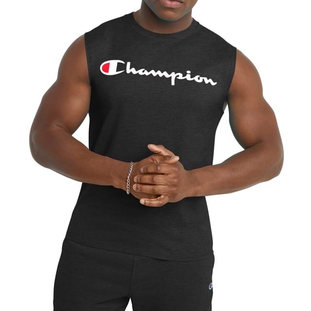 Champion Camiseta Clásica Para Hombre Con Estampado De Pantalla, Color Negro, Talla Xxl
