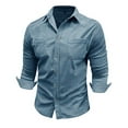 thumbnail image 5 of Men's Slim Fit Corduroy Shirt Long Sleeve Button Down Casual Shirt with Chest Pocket for Autumn Winter Daily Wear Mens Summer Lightweight Pullover Tee Shirts, 5 of 7