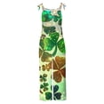 thumbnail image 6 of lcziwo Wide Leg Jumpsuits for Women Loose Fit Cotton Linen Holiday Rompers Casual Sleeveless Straps Overalls St. Patrick's Day Shamrock Print One Piece Pants Green XL, 6 of 6
