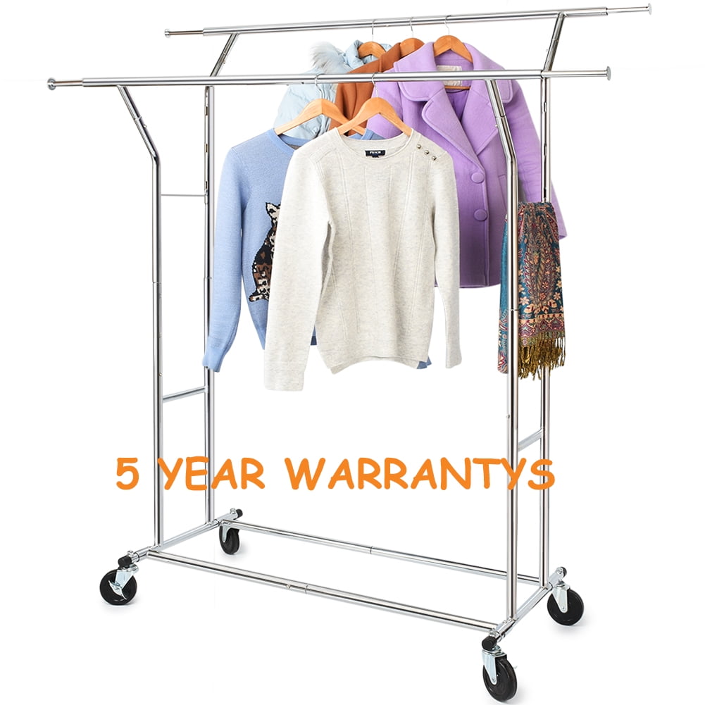 330 Lb Heavy Duty Clothing Garment Rackscommercial Grade Adjustable Collapsible Rolling Clothes Rack Walmart Com Walmart Com