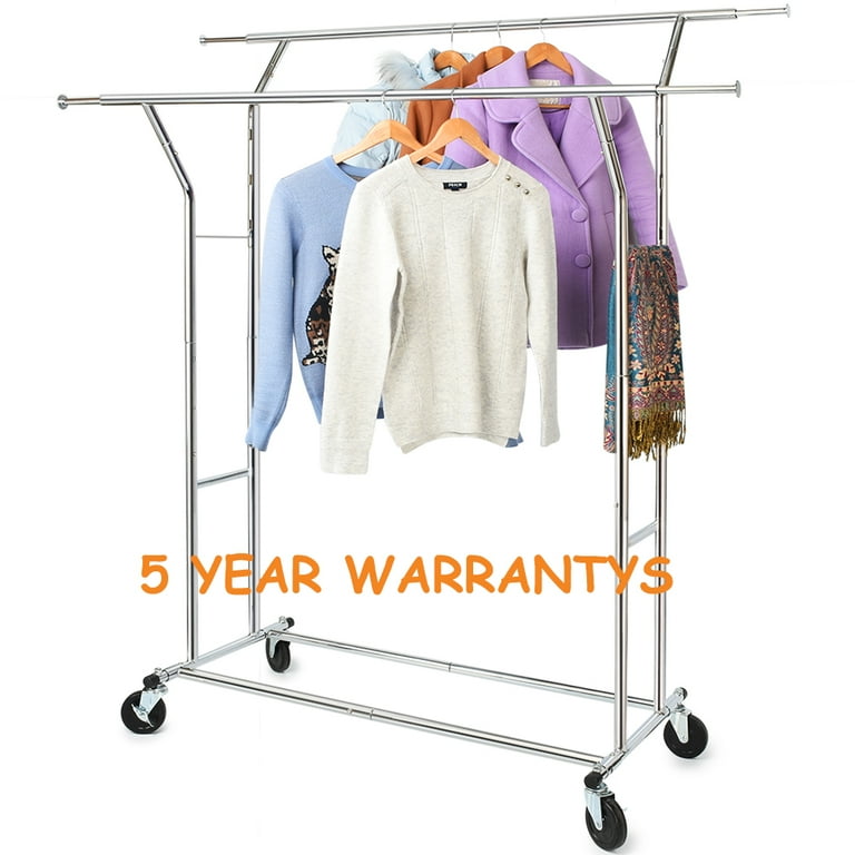 Dropship 33lbs Garment Racks 3.12ft-4.80ft Height Adjustable Clothes Stand  Foldable Clothes Hanger With Wheels to Sell Online at a Lower Price