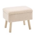 thumbnail image 2 of IVV Teddy Fleece Storage Ottoman – Rectangular Footstool Bench with Lift-Off Lid, Hidden Storage Compartment, Solid Wood Legs, 300lb Capacity, Beige, 2 of 7