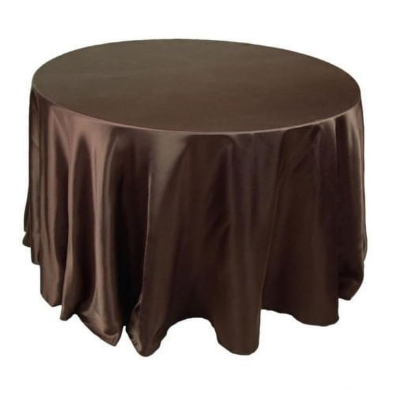 24 Pack 132" Inch round Satin Tablecloth 21 COLORS Table Cover Wedding Banquet", (Color: chocolate Brown)