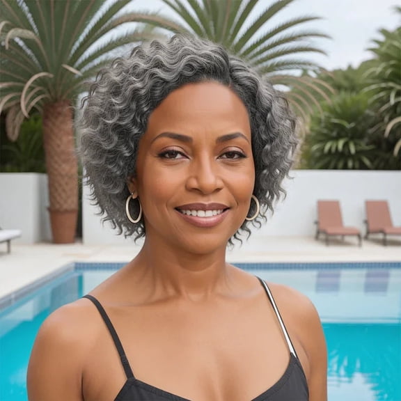 Salt And Pepper Short Kinky Curly Bob Wig, 13x4 Lace Front Human Hair Wig, 180/250% Water Wave for Women