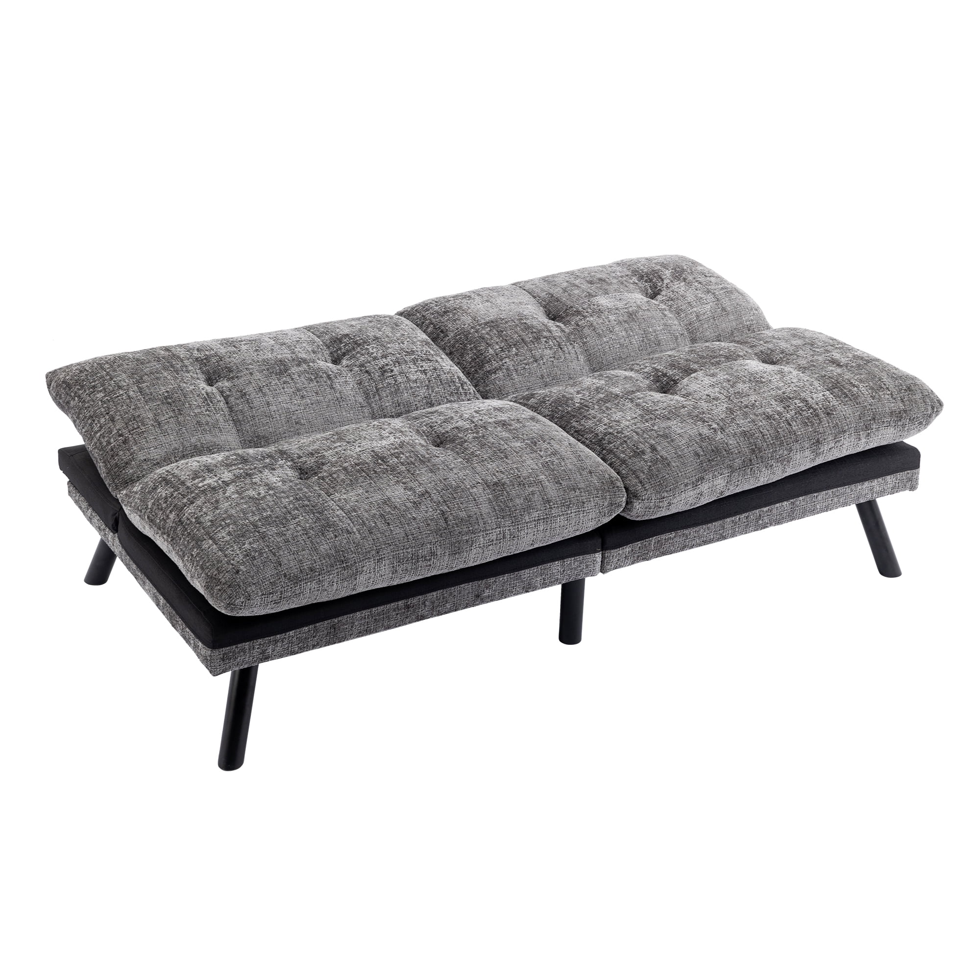 Kadyn Convertible Sofa Bed, Loveseat Futon Bed with Metal Legs, Adjustable Lounge Couch for Compact Living Space Chenille, Grey Kadyn Convertible Sofa Bed, Loveseat Futon Bed with Metal Legs, Adjustable Lounge Couch for Compact Living Space Chenille, Grey