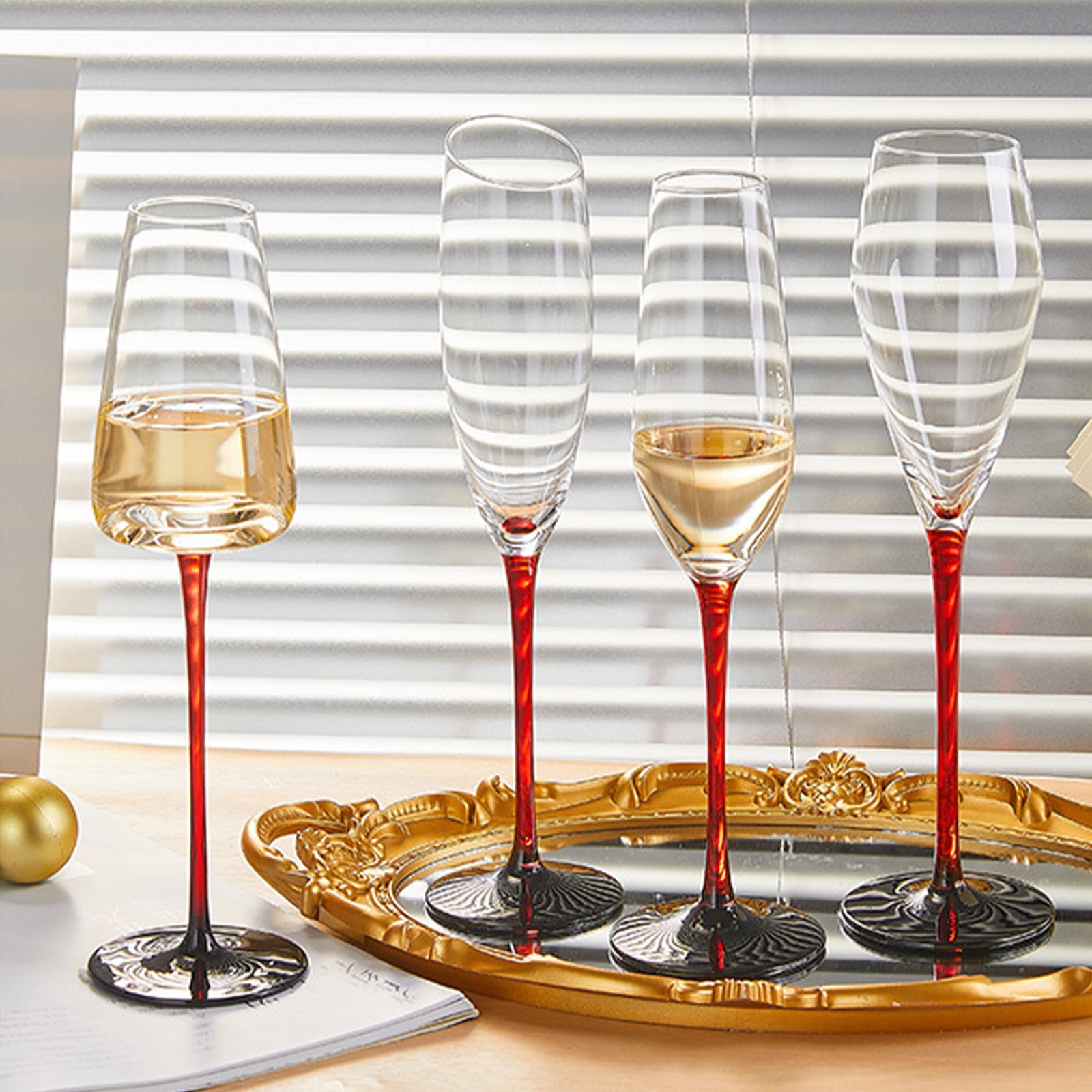 Crystal Champagne Flutes, Set of 12, Crystal Glasses, Fine Dining