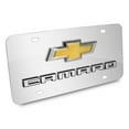 thumbnail image 2 of Chevrolet Camaro Gold Bowtie 3D Dual Logo Mirror Chrome Stainless Steel License Plate, 2 of 5