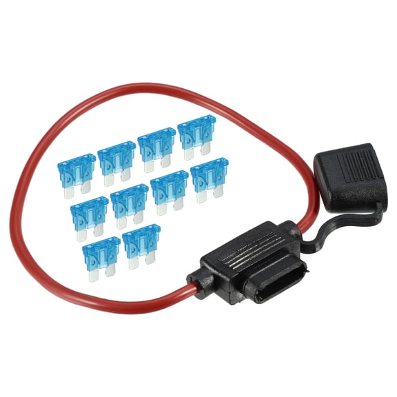Unique Bargains 1Set 15A Standard Blade Style Fuse 12AWG Fuse Holder 12 Gauge Fuse Holder Blade Style Inline Fuse Holder