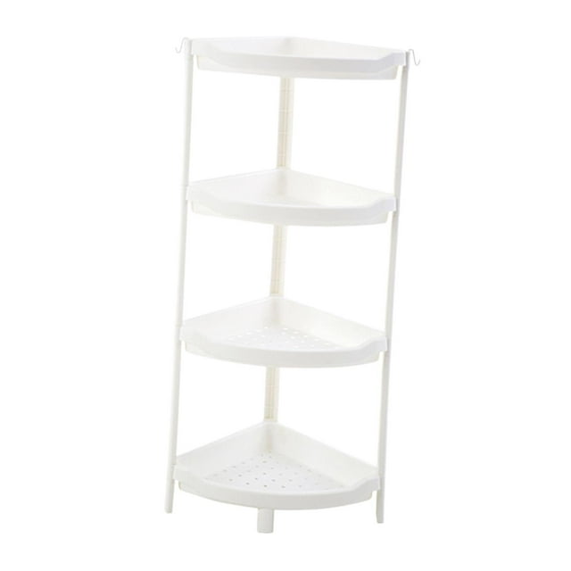 Lipstore Bathroom Storage Rack Bathroom Standing Shelf Towel Rack Triangle Corner Shelf 4 layer White