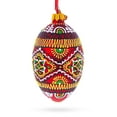 thumbnail image 2 of Red Geometric Ukrainian Egg Glass Christmas Ornament 4 Inches, 2 of 5