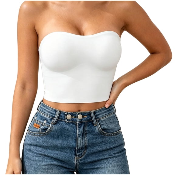 vdgthytj Strapless Bra for Women Seamless Full Coverage Longline Bandeau Supportive Push up Tube Top