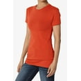 thumbnail image 3 of Women's & Juniors Basic Round Crew Neck Short Sleeve Stretch Cotton Spandex T-Shirts, 3 of 4
