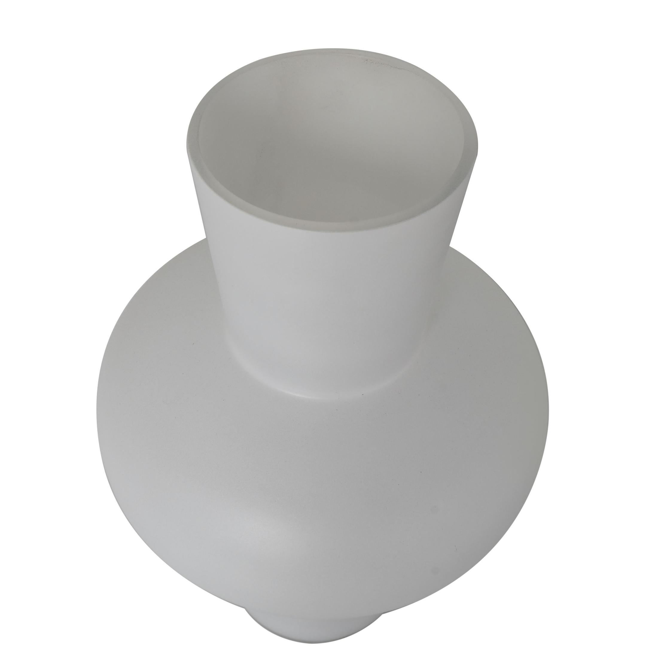 DecMode 10", 10"H Trumpet White Glass Vase with Wide Rounded Center, Set of 2
