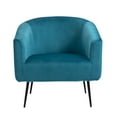 thumbnail image 4 of Metal and Velvet Blue Lounge Chair Vintage Style Living Room, 4 of 4