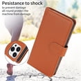 thumbnail image 7 of For iPhone 15 Pro 6.1" Wallet Case Leather Magnetic Flip Cover with Card Slots, RFID Blocking, Kickstand, Anti-Drop TPU & Detachable Wrist Strap,Brown,For iPhone 15 Pro, 7 of 7