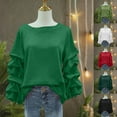 thumbnail image 6 of qucoqpe Women's Loose Fit Long Sleeve Sweatshirt with Ruffle Sleeves Trendy Casual Crewneck Pullover Shirts Tops, 6 of 6