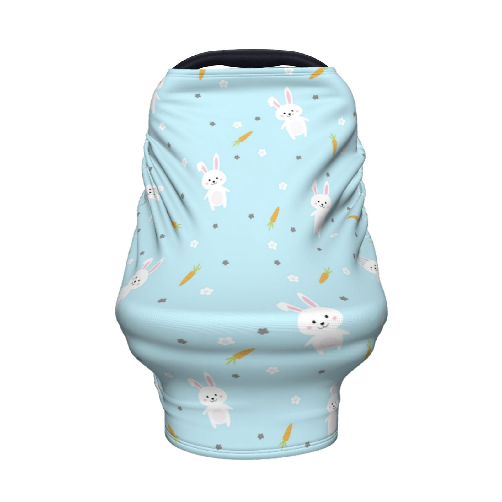 Fotbe Cute Bunny Pattern Car Seat Covers for Babies, Nursing Breastfeeding Cover Infant Carseat Canopy, Soft Stretchy Carrier Cover