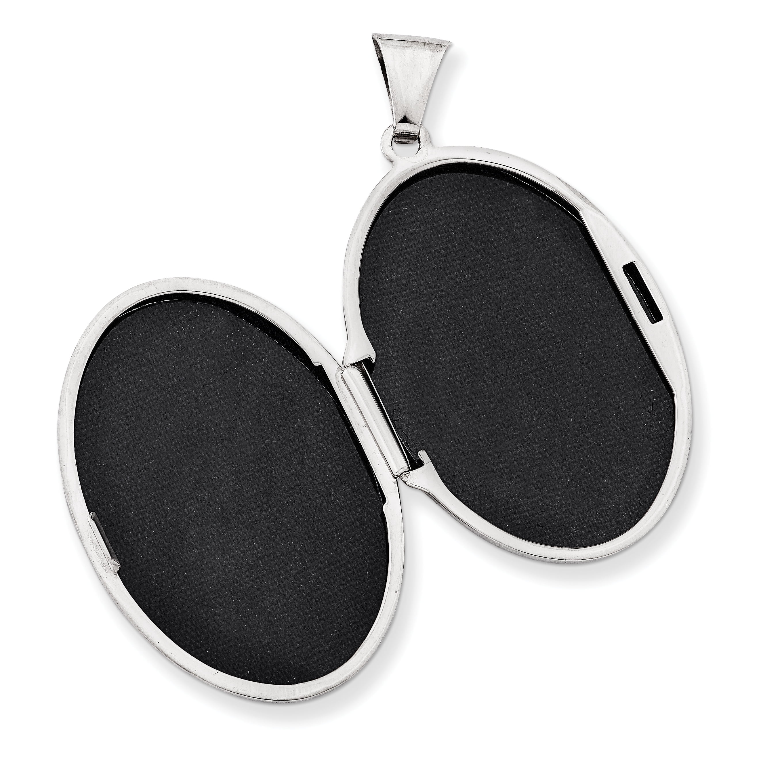 Sterling Silver Rhodium-plated Polished 32mm 2-Frame Oval Locket