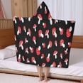 thumbnail image 5 of Red Mushroom Polka Dot Black Pattern Hooded Bath Towel，50"x30" for Ages 3 To 12 Kids, Quick Dry Lightweight Soft Microfiber Hood Beach Towel Cover Up for Kids, 5 of 7