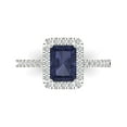 thumbnail image 2 of 1.86ct emerald cut blue sapphire 18k white gold halo Bridal Wedding Engagement Promise Anniversary Ring for Women size 7, 2 of 7