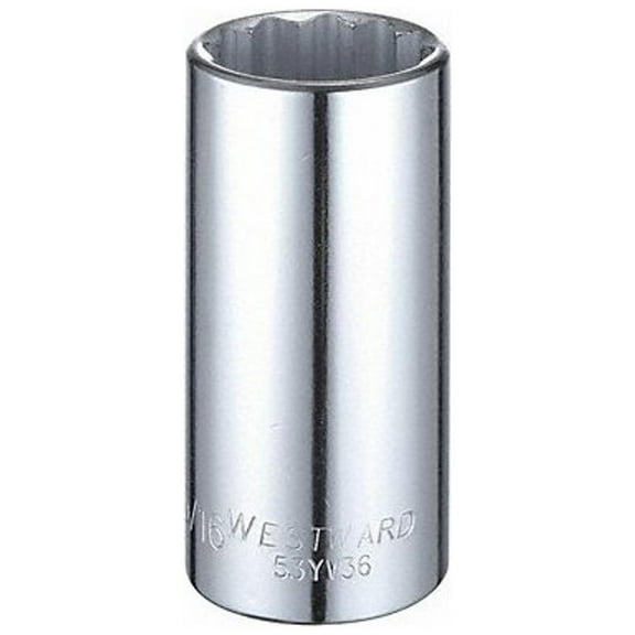 Westward Socket, Steel, Chrome, 1 3/16 in 53YV36