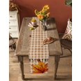 thumbnail image 5 of Ldtrchee Orange Plaid Pumpkins Thanksgiving Table Runner 60 Inches, Fall Botanical Bed Runner Dresser Scarves Tabletop for Indoor Outdoor Parties/Ceremony/Banquet, 13" x 60", 5 of 8