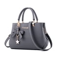thumbnail image 1 of Bolso bandolera de piel sintética con estampado sólido y lazo para mujer, color negro,grey, 1 of 7