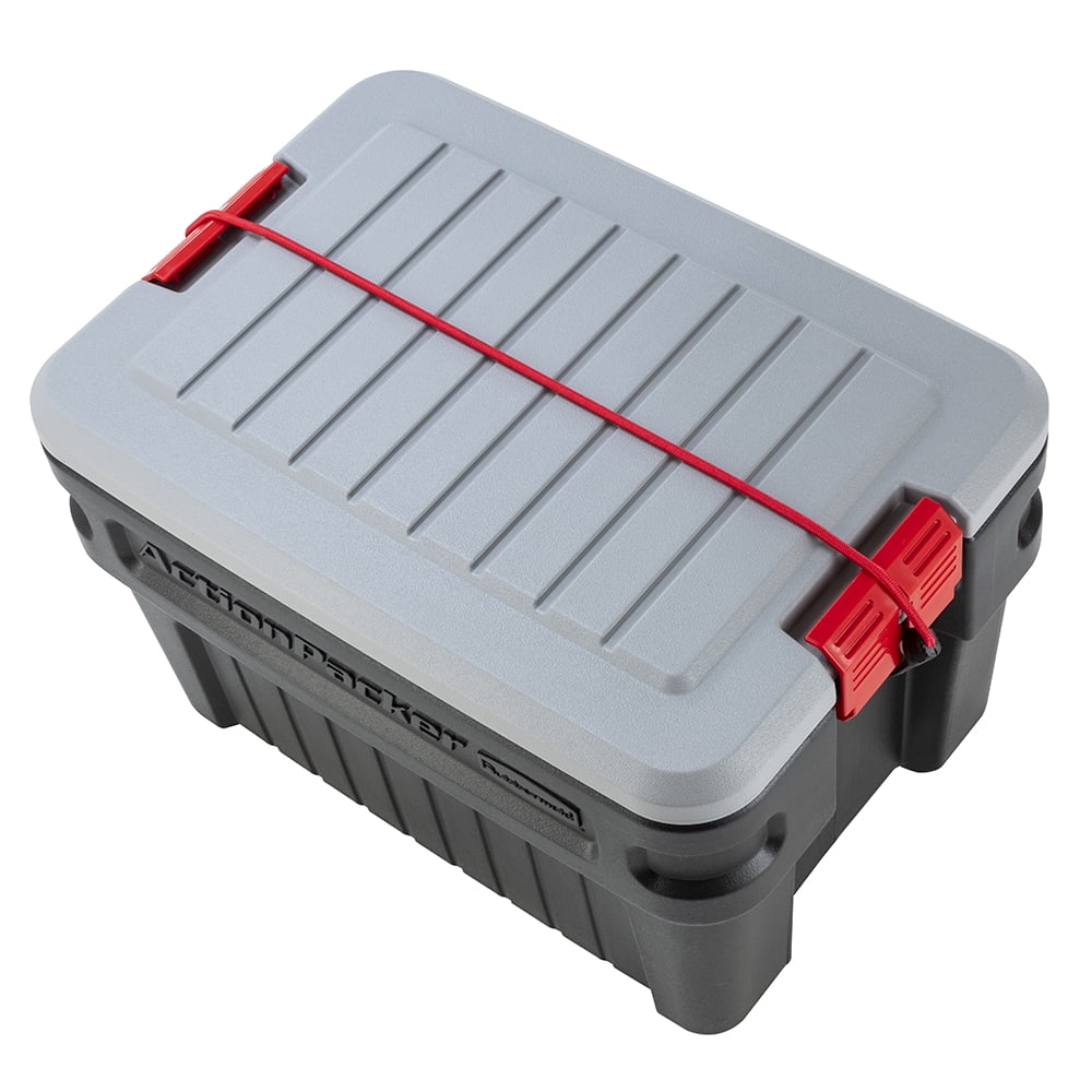 Rubbermaid 24 Gallon ActionPacker Storage Bin, Heavy Duty, Lockable, Black, Included Lid