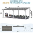 thumbnail image 5 of YODOLLA 10' x 20' Hardtop Gazebo Outdoor Aluminum Pergola ​For Garden, Patio, Backyard-White, 5 of 8