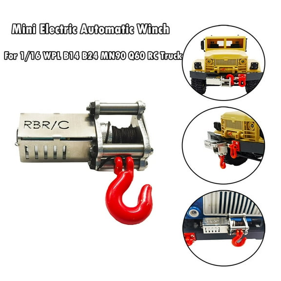 1/16 Scale Remote-Controlled Winch w/Metal Housing - Compatible with WPL B14/B24/B36/MN-Series & Q60 Trucks (6-11.1V) Sliver