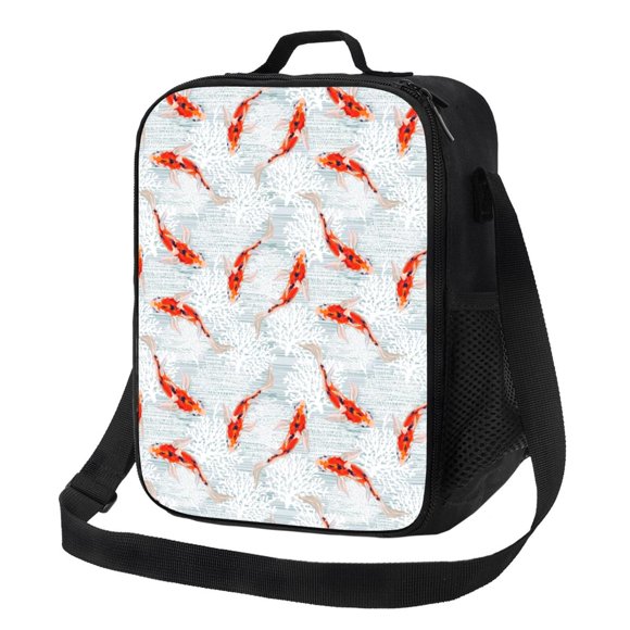 Bingfone Koi Fish Corals,Spring Summer Reusable Insulated Lunch Bag Cooler for Work School Picnic or Travel