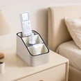 thumbnail image 6 of PU Leather Remote Control Holder, Small Desk Organizer Office Supply Bedside Caddy for Nightstand End Table Couch, Pen Remote Organizer with 3 Compartments (Beige), 6 of 7