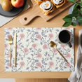 thumbnail image 2 of Red Blue Spring Floral Placemats Set of 4, Flowers Leaves Pastoral Botanical Placemats for Dining Table, Place Mats for Kitchen Tabletop, Waterproof Wipeable Dining Table Mats Set, 2 of 9