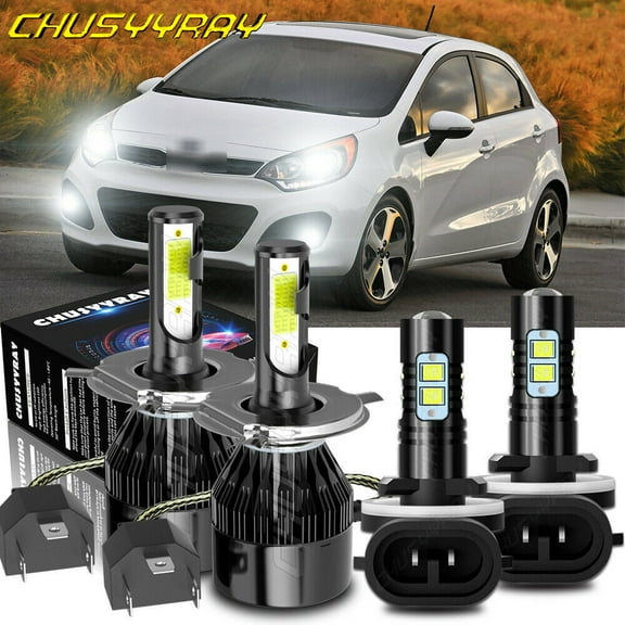 For Kia Soul 2010 2011 H4 9003 LED Headlight   881 LED Fog Light Bulbs 4PC 6000K