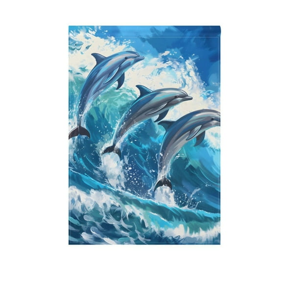 Beautiful Dolphins Jumped Garden Flag 12"x18" Double-Sided Yard Flags for Outside Outdoor All Seasonal Decoration
