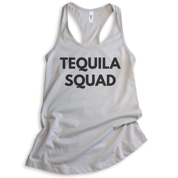 Tequila Squad Tank Top, Ladies Racerback Tank Top, Tequila Tank, Alcohol Tank, Drunk Tank, College Tank, Silver Gray, Large