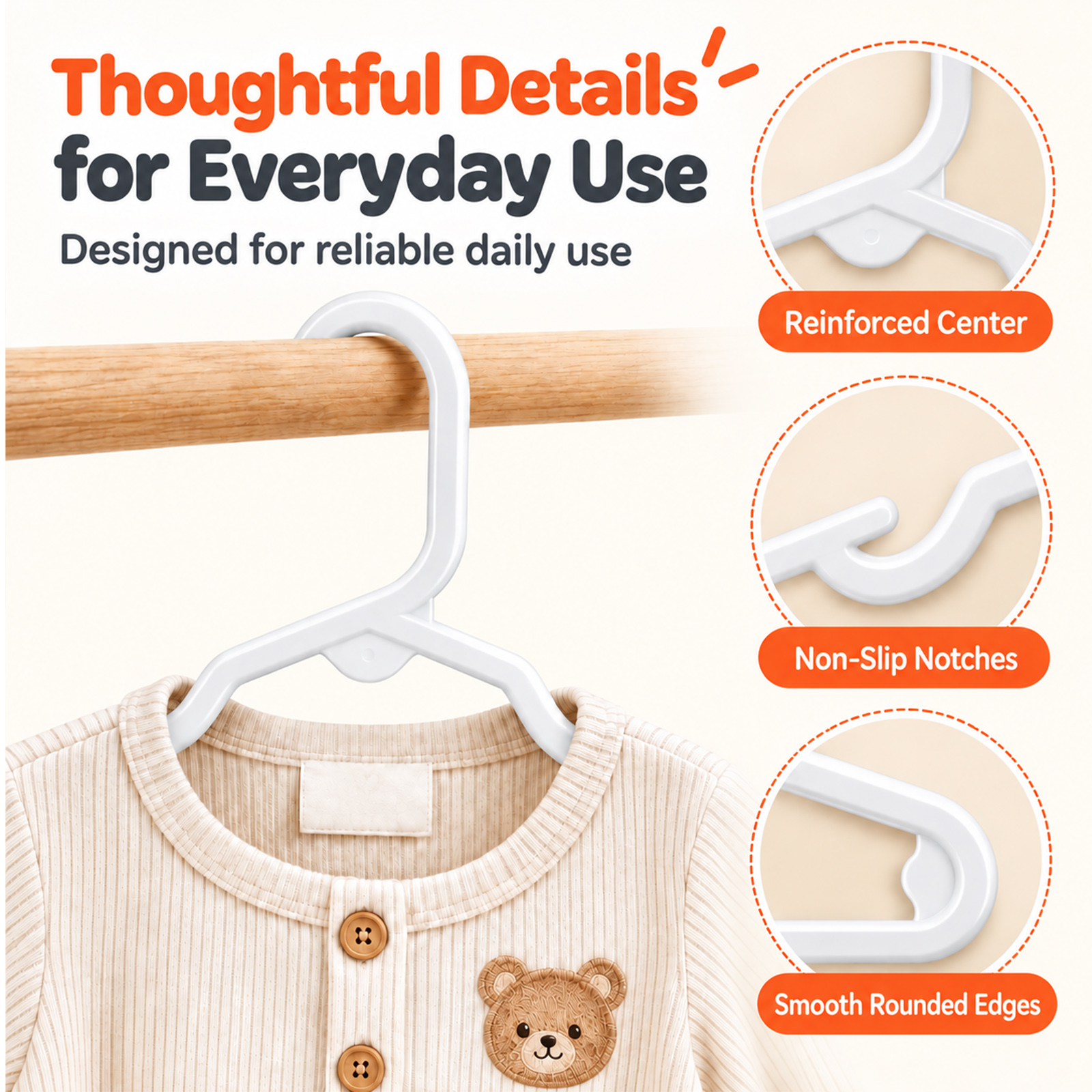 ACSTEP Baby Hangers 20 Pack, 11.5 Inch White photo 8