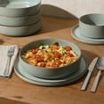 thumbnail image 3 of Gibson Elite Gelston Stoneware Matte Reactive Glaze 16 Piece (Service for 4) Plates and Bowl Dinnerware Set - Green, 3 of 8