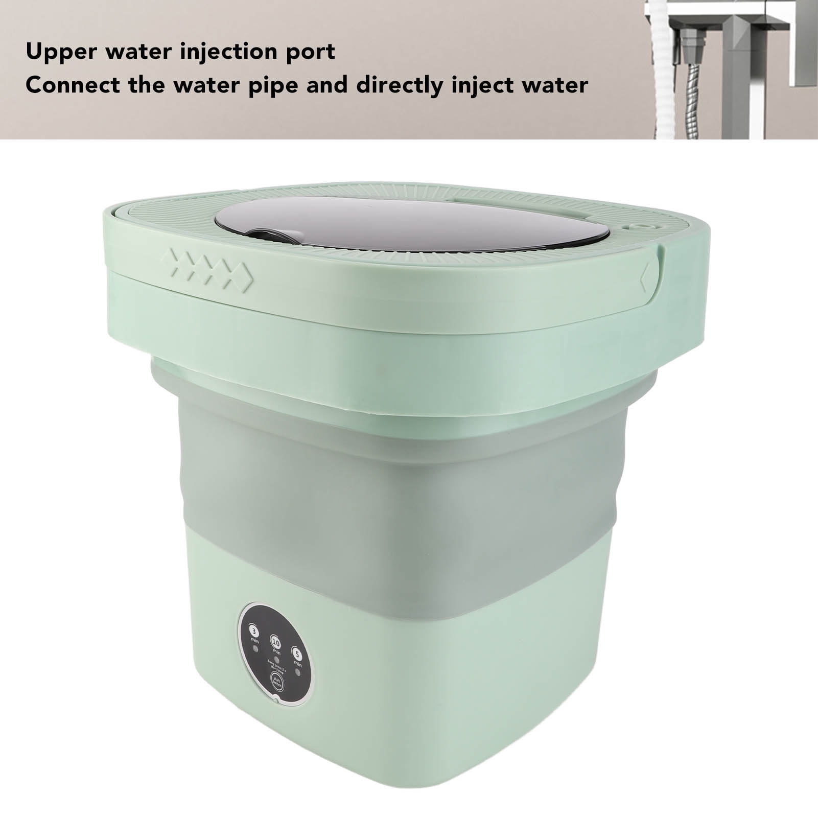 Suodoka 6.5L Green Portable Washing Machine, Foldable Mini Clothes Washer with Spin Dry, Automatic Small Laundry Machine for Home and Travel, 11.4 inches