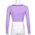 thumbnail image 5 of AWZXDE Women's Long Sleeve V-Neck Casual Cropped Pure Desire Style Gentle Fashion Pair with Skirt Photo Ready Versatile Stretch Top Purple,S, 5 of 6