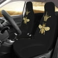 thumbnail image 3 of KAKALAD Golden Embroidery Patch Bee Crown Bee Car Seat Covers Set Vehicle Front Seats Protector 2 Pcs, 3 of 9