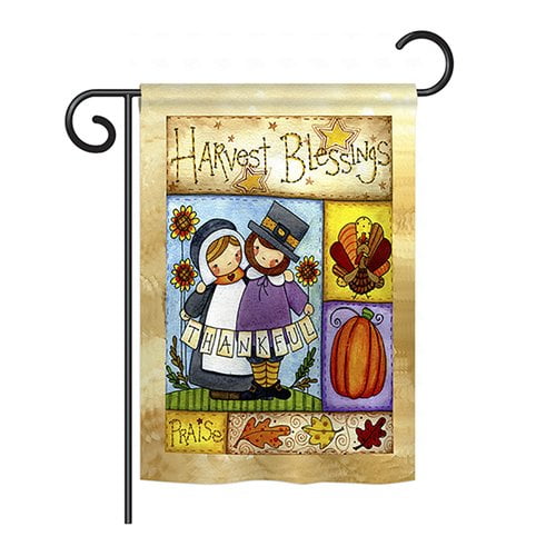 Breeze Decor Thankful Pilgrims 2 Sided Vertical Flag Walmart Com Walmart Com