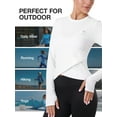 thumbnail image 4 of CAMEL Women's Long Sleeve Workout Tops Athletic Compression T-Shirts Cross Hem Gym Yoga Shirt Thumb Hole White 2XL, 4 of 11