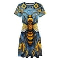 thumbnail image 4 of Watercolor Bumblebee Yellow Sunflowers Women's Dress Short Sleeve Summer Sundress Summer Women Clothes, 4 of 7