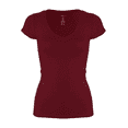 thumbnail image 3 of Short Sleeve Plain V-Neck T-shirts Cotton/Spandex Junior Size (S-3X), 3 of 5