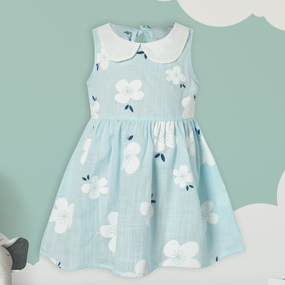 LSLJS Toddler Girls Summer Floral Dress Sleeveless Sundress Sleeveless Doll Collar Casual Dress Polo Dress Princess Dress