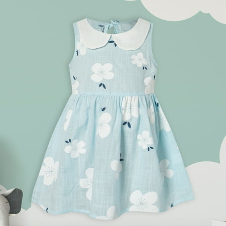 

QISIWOLE Toddler Kids Baby Girls Sleeveless Doll Collar Vest Dress Princess Dress summer savings