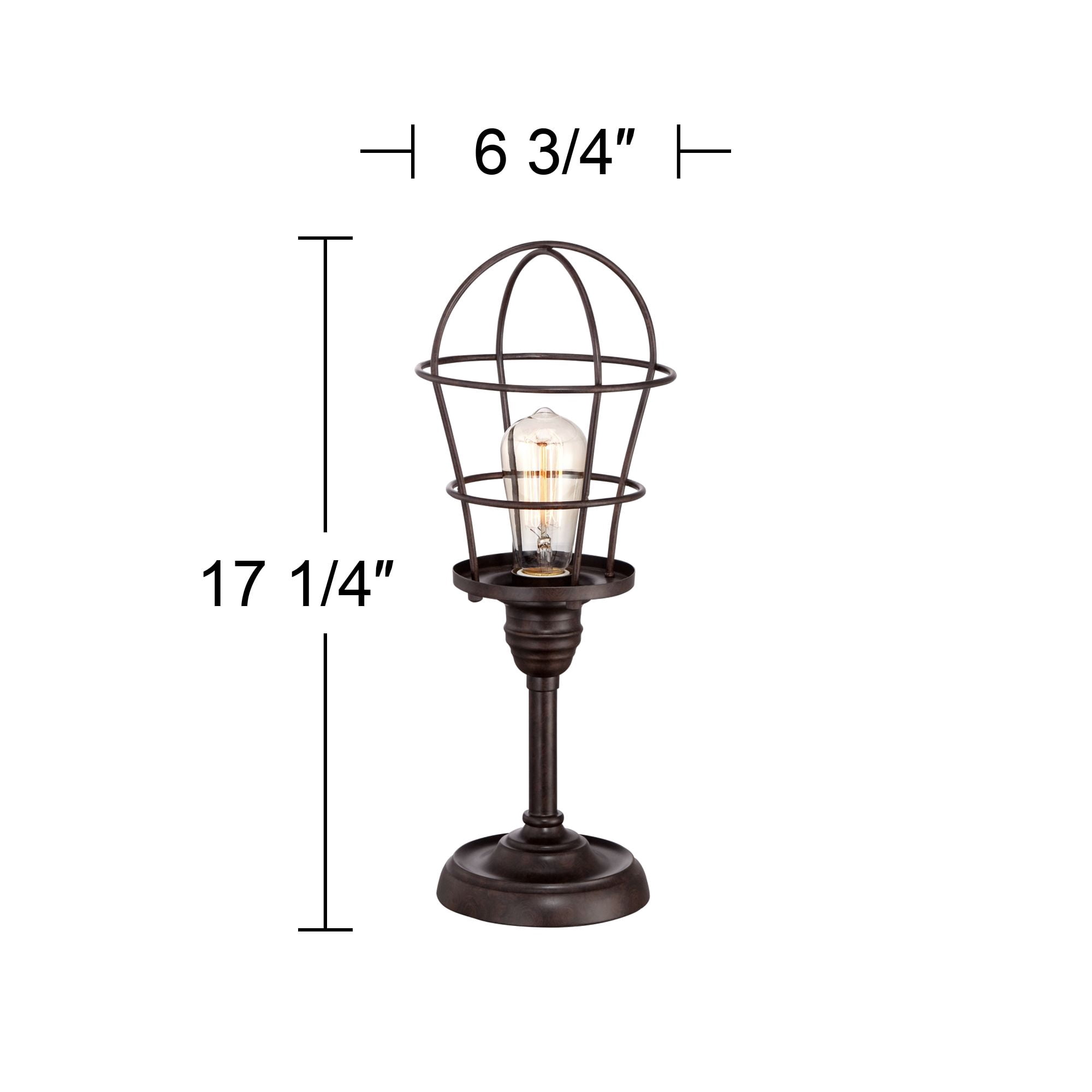 Franklin Iron Works Modern Industrial Desk Table Lamp 17 1/4" High Bronze Wire Cage Edison Bulb for Bedroom Bedside Office