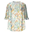 thumbnail image 4 of MaFYtyTPR Women's Casual Tops 3/4 Sleeve Fashion Ladies's Printing V-Neck Ruffled Shaped Sleeves Comfy Loose Bloues, 4 of 5