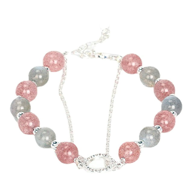 KAKOWELY Pulsera elegante de cuentas de cristal Pulsera de cuentas redondas de cristal Pulsera de cuentas unisex